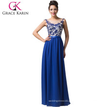 Grace Karin Design elegante do vestido de noite Chiffon feminino Grace Karin Andar de comprimento vestido vermelho e azul Evening CL6148-1 #